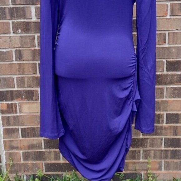 Off-White Virgil Abloh Purple Twist Mock Neck Dress Second Skin 14 US 48 IT NWT - Picture 9 of 16